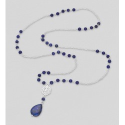 Collier en Argent Sterling 925, Perlé de Lapis Lazulis