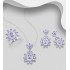 Ensemble Boucles d'oreilles, pendentif et bague en argent 925, décorés de tanzanite et CZ