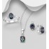 Ensemble de boucles d'oreilles, pendentif et bague argent 925 avec de topazes mystiques