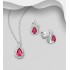 Ensemble boucles d'oreilles et pendentif  gouttelettes  push-back en argent 925, avec diamants simulés CZ bleu