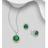 Ensemble boucles d'oreilles et pendentif halo argent 925, Rhodié avec diamants simulés CZ colorés