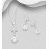 Ensemble de boucles d'oreilles et pendentif fleur en argent 925, décorés de diamants simulés CZ 