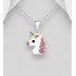 Pendentif licorne argent 925 orné d'émail coloré