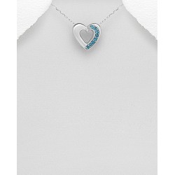 Pendentif cœur argent 925, orné de topaze blue London