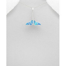 Pendentif queue de baleine en argent 925 orné d'une opale de synthèse