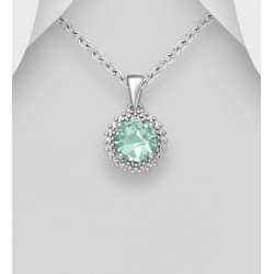 Pendentif argent 925 Rhodié orné de divers diamants simulés CZ colorés