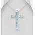 Pendentif croix en argent 925, orné de Topaze bleu ciel